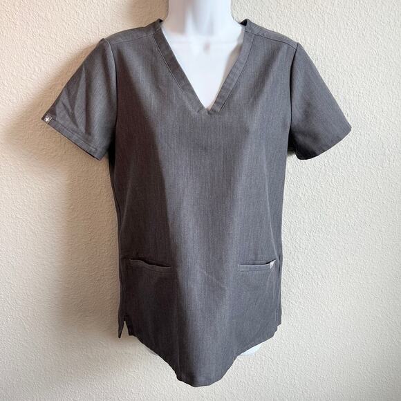 Figs Casma Scrub Top Women's XS Gray 3 Pocket Work Uniform V-neck Nurse Doctor - Picture 2 of 7